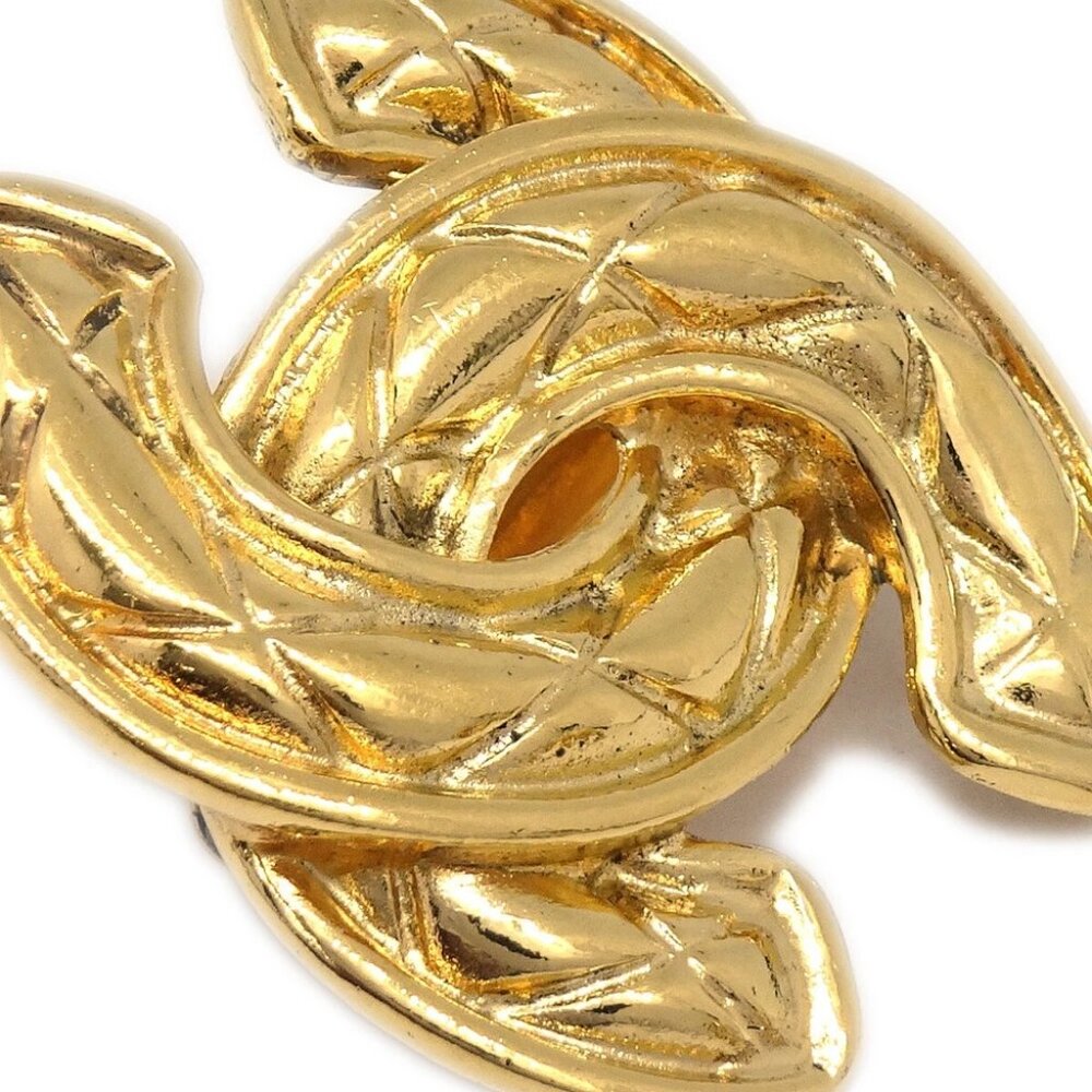 Chanel CC Quilted Earrings Clip-On Gold 2459 - Picture 2 of 4